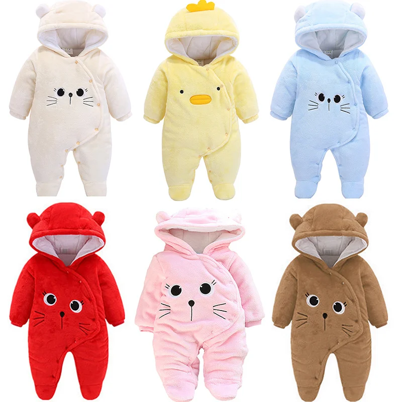 

Baby Winter Warm Romper Newborn Girls Overall Flannel Boys Autumn Long Sleeve Jumpsuit Costume 3-12 Month Infant Bear Pajamas