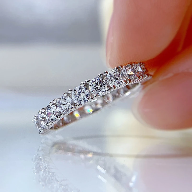 OEVAS 100% 925 Sterling Silver Full Square High Carbon Diamond Rings For Women Sparkling Wedding Party Fine Jewelry Wholesale
