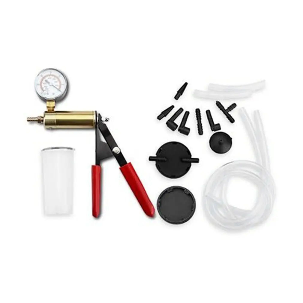 Hand Held Vacuum Pump Tester Set And Brake Bleeder Kit Car Motorbike Self Vacuum Pump Screw Adapter With Vacuum Gauge