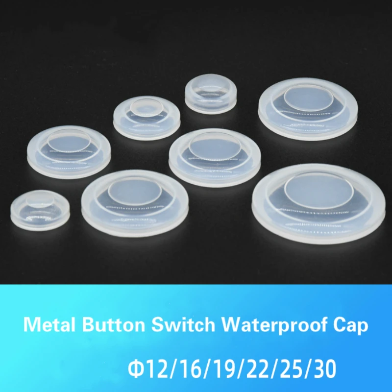 Metal Button Switch Waterproof Cap 12mm 16mm 19mm 22mm 25mm 30mm Silicone Sleeve Protective Cover Dustproof Protective Cover