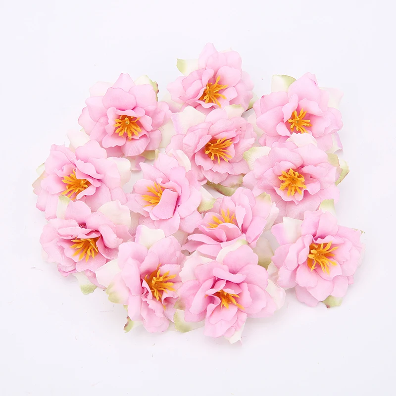 Silk Rose 5cm Artificial Flower Head Orchid For Wedding Decor Party DIY Wreath Christmas Scrapbooking Craft Fake Flower Garland