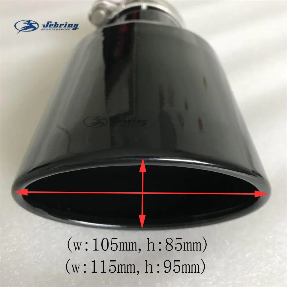 sebring Oval stainless steel black tail throat Large Diameter large size 115 car modified muffler universal tail pipe