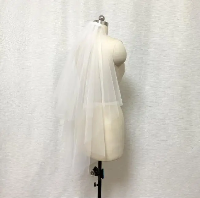 Velo da sposa corto in Tulle bianco/avorio a due strati velo da sposa semplice