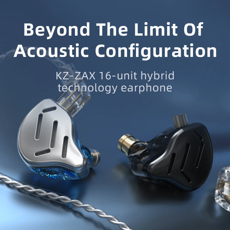 KZ ZAX 7BA + 1DD หูฟัง16 HIFI In Ear Monitor Hybrid หูฟังตัดเสียงรบกวนหูฟังกีฬาชุดหูฟัง