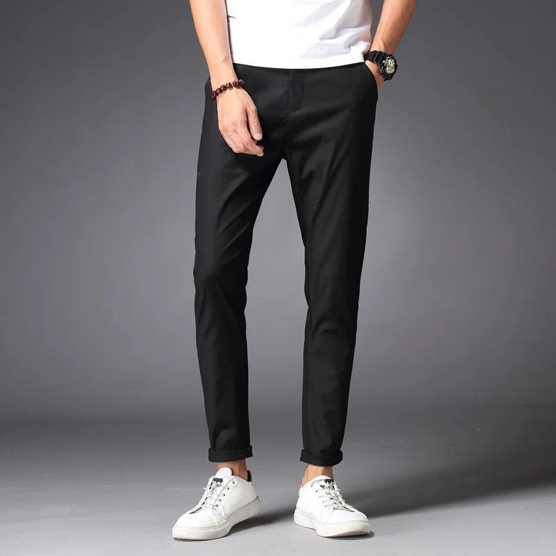 New Arrival Style Men Boutique Leisure Pants High Quality Solid Cotton Men's Fashion Casual Ankle-lenght Pants Size 28-36