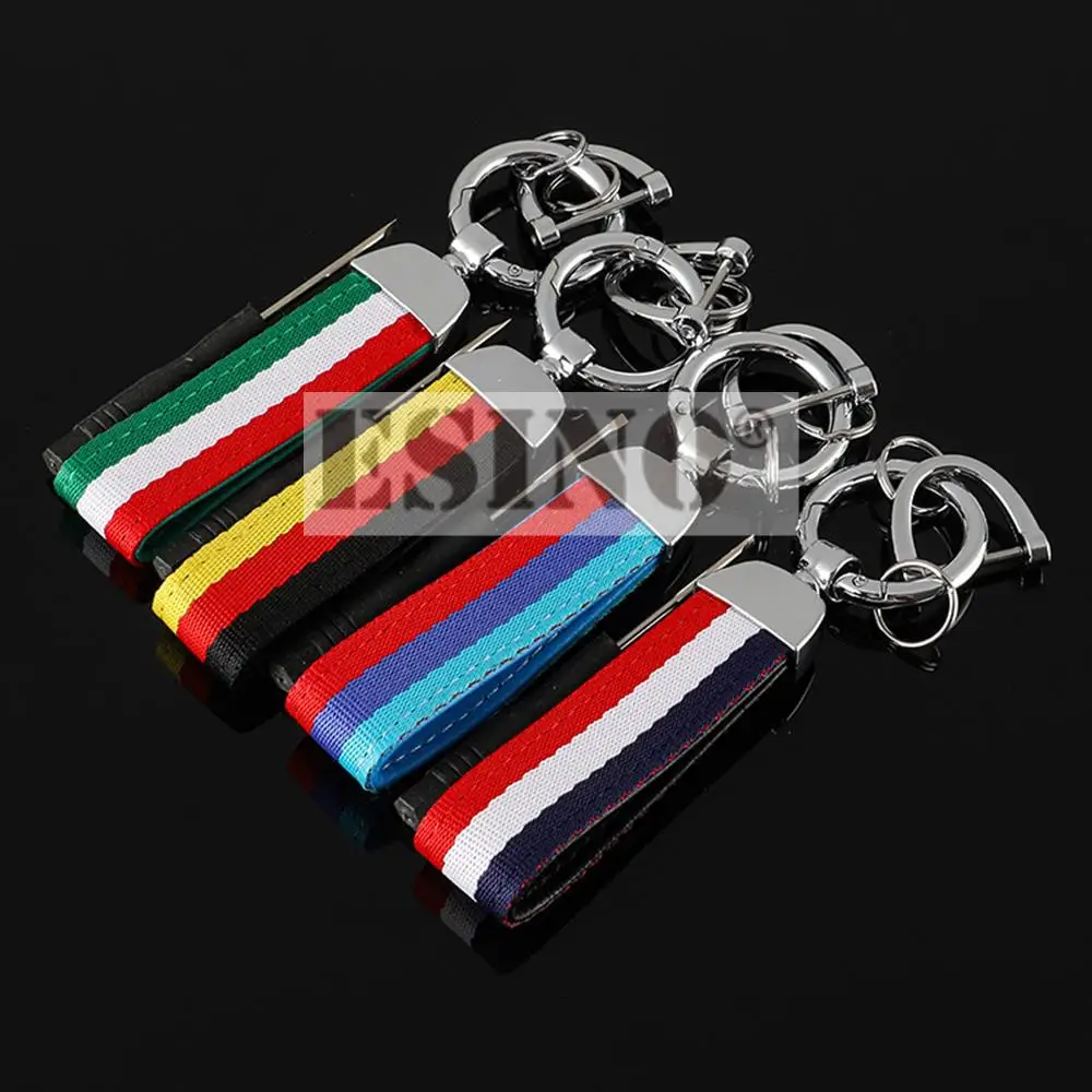 New Fashion Design Car Accessory 3D Metal Zinc Alloy Webbing Key Chain Key Ring For M France Germany Italy