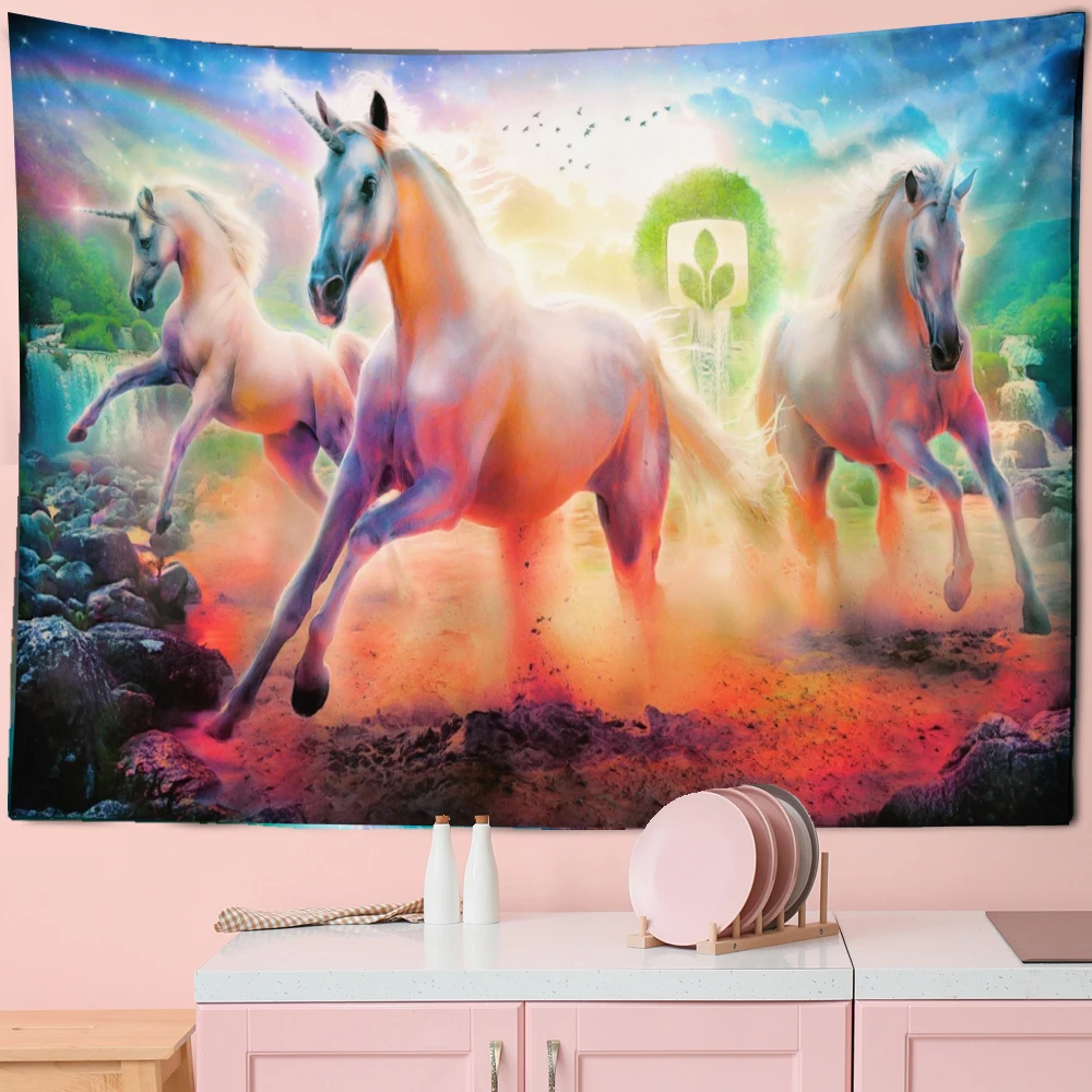 Sacred Unicorn Tapestry Bohemian Wall Decoration Home Art Decoration Hippie Mandala Psychedelic Scene Bedroom Mattress