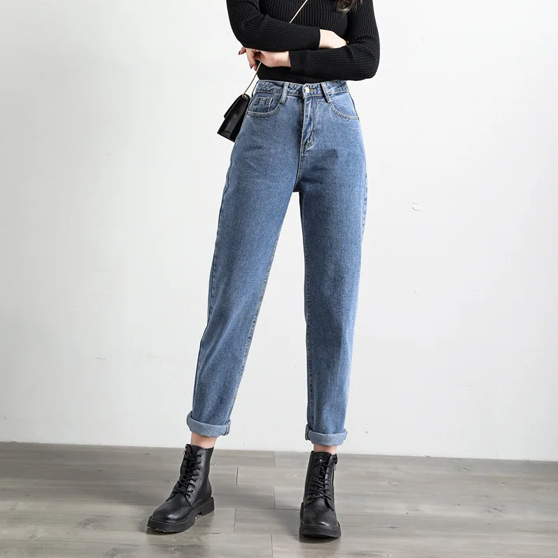 Pantalon sarouel taille haute en jean, nouvelle collection printemps 2021