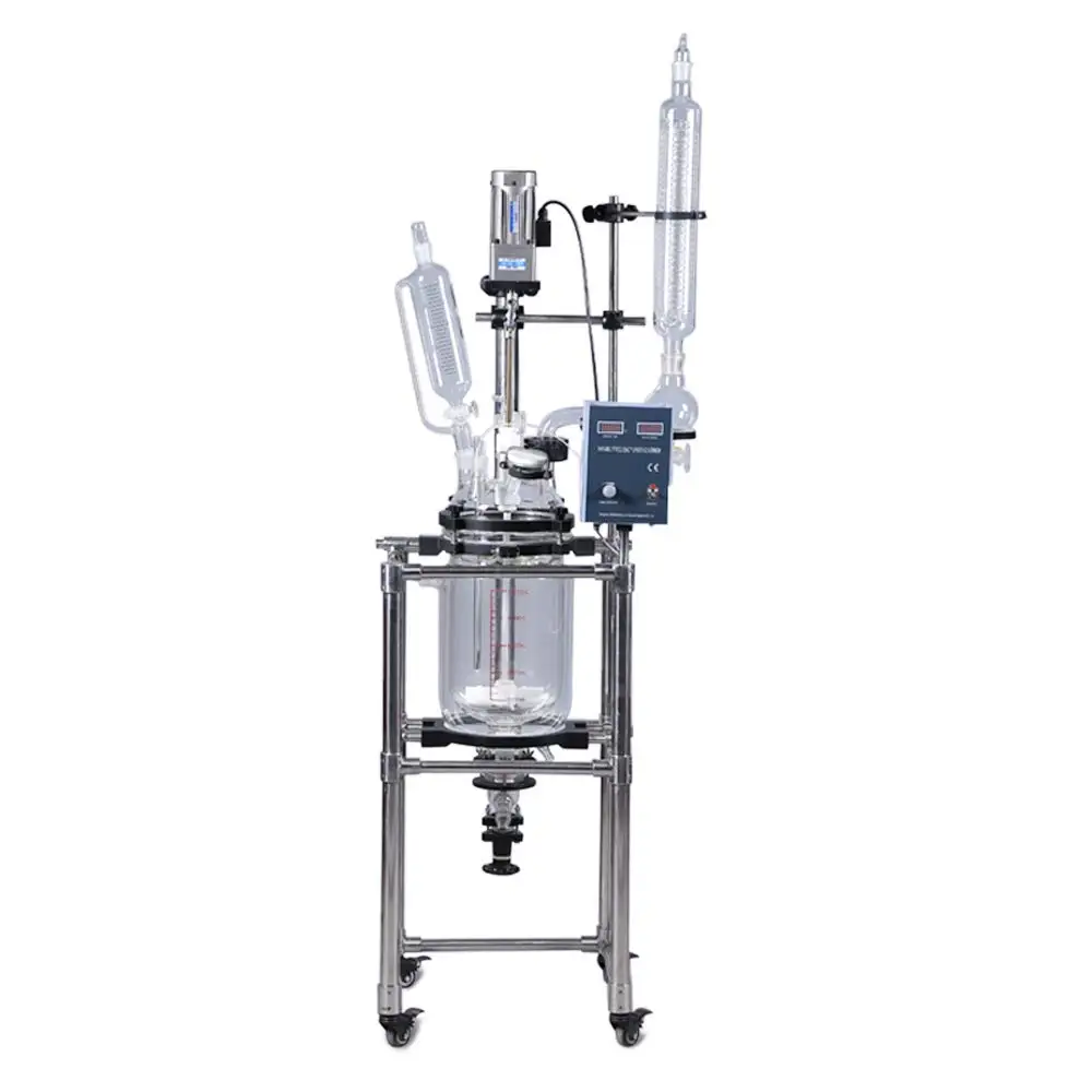 Laboratory equipment 110v / 220v double-layer cylindrical glass jacketed reactor chemical reaction device