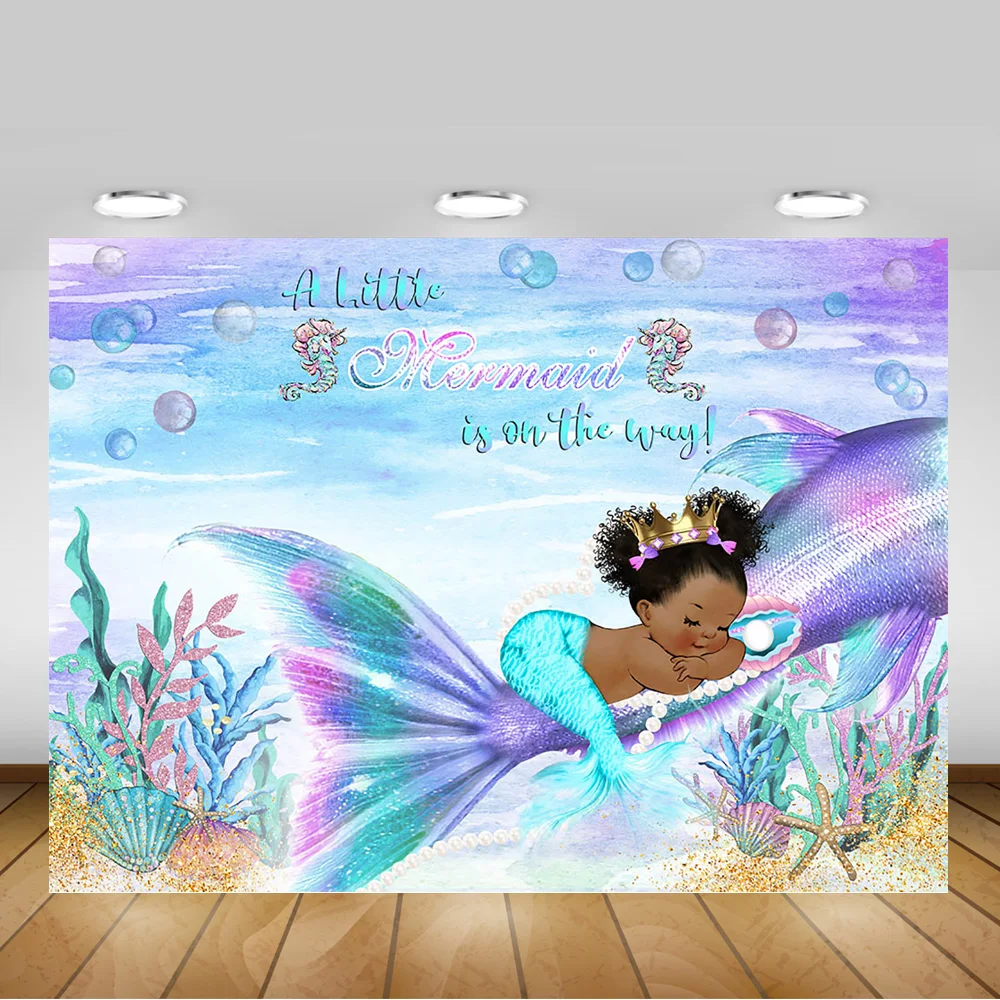 Mermaid Baby Shower Background Underwater Mermaid Princess Photo Background Flash Mermaid Tail Baby Shower Background Girl Baby