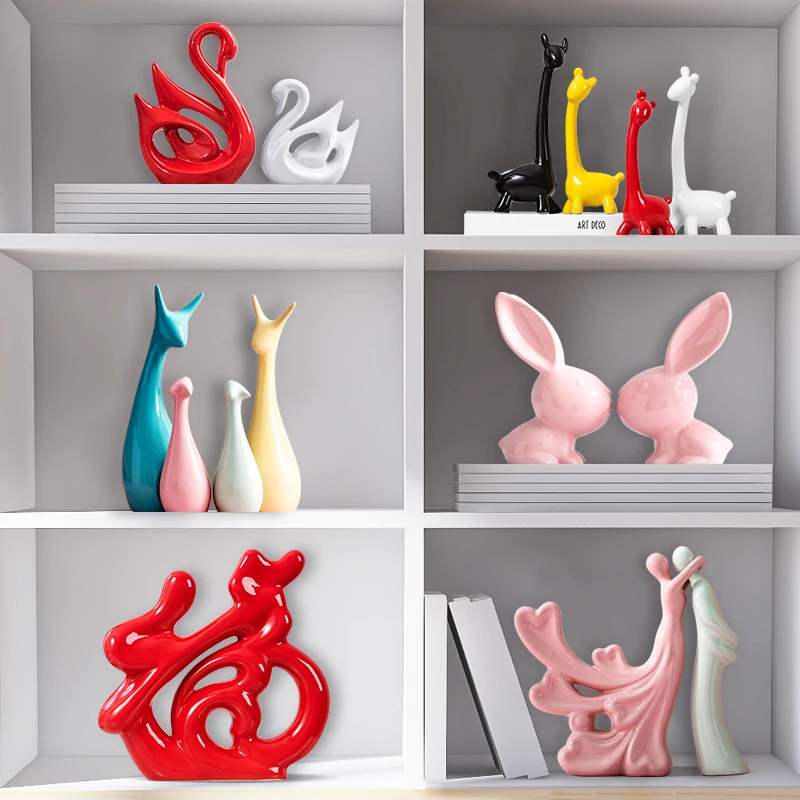 

Modern Ceramic Mascot Statue Accessories Home Livingroom Desktop Figurines Decoration Bookacse Cabinet Office Ornaments Crafts