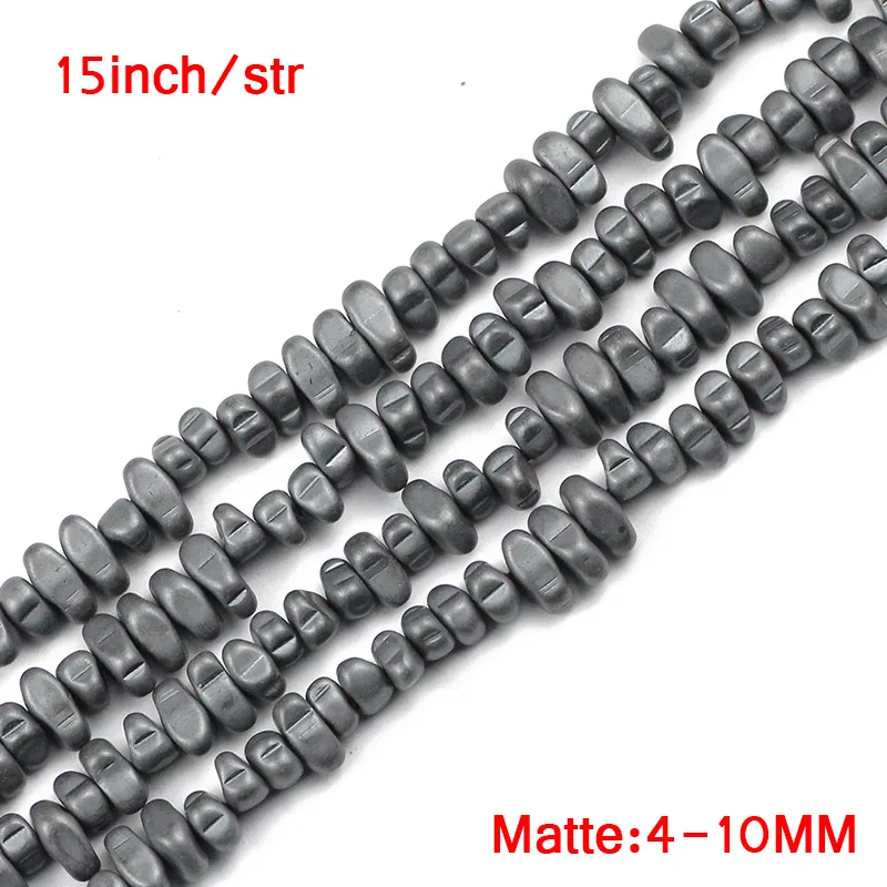 Matte Irregular Gravel Shape Hematite Spacers Beads For Jewelry Making Natural Stone Diy Bracelets Necklace 15.5\'\' Accessories