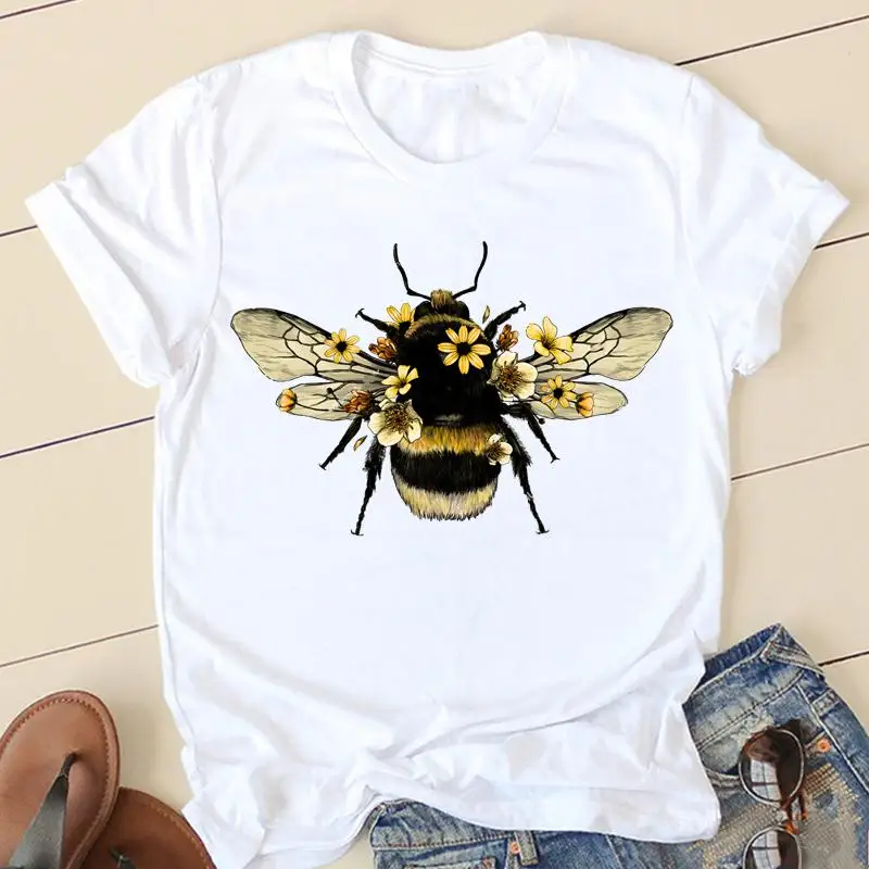 

Women Short Sleeve Bee Elegant Sweet 2022 T-shirts Cartoon Clothes Spring Summer Female Tee Ladies Fashion T Graphic Tshirt