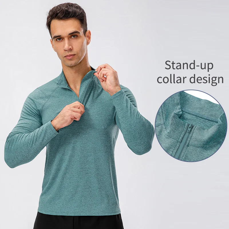 Men Compression T-Shirt Fitness Sport Shirts Running Training Basketball Tight Shirt Long Sleeve Half Zipper Causal Sweatshirts