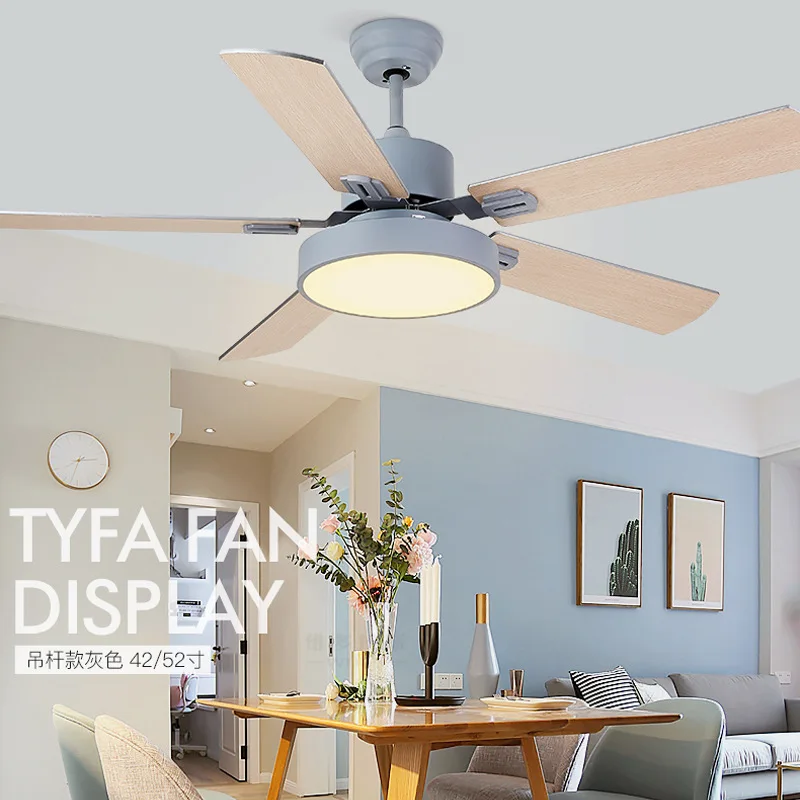 Nordic Ceiling Fan Lamp Household 42/52 Inch Living Room Dining Room Simple Modern Bedroom Dining Room Silent Fan Chandelier