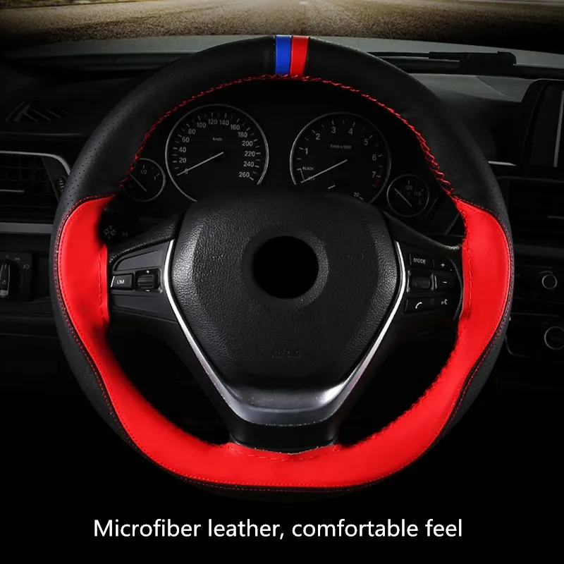 Steering cover 38cm DIY Hand sewing Soft Anti slip Wear-resistant Car Steering-Wheel Braid With Needles Thread