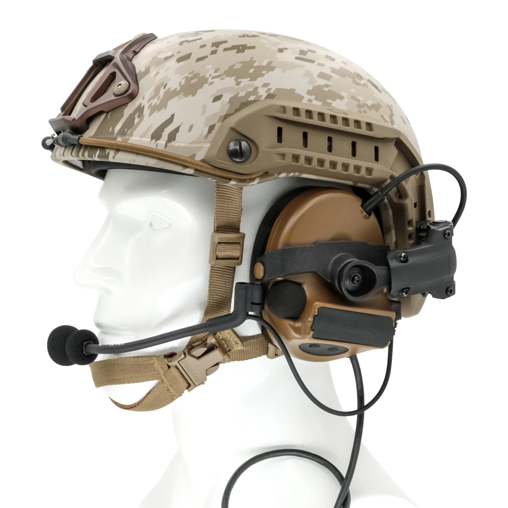 Tactical sponge earmuffs, electronic noise reduction pickups, hearing protection COMTACII ARC helmet rail adapter(CB)