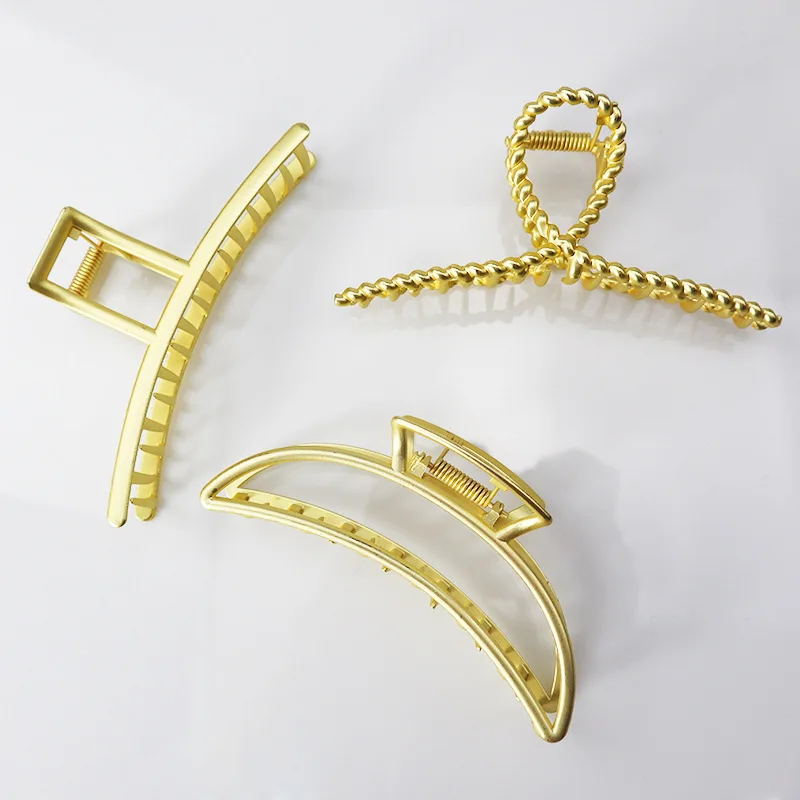 Big Metal hair claw clip Single Package Electroplated Hair Clip Metal Hair Grip Multicolor Geometric Ponytail Hair Accessories