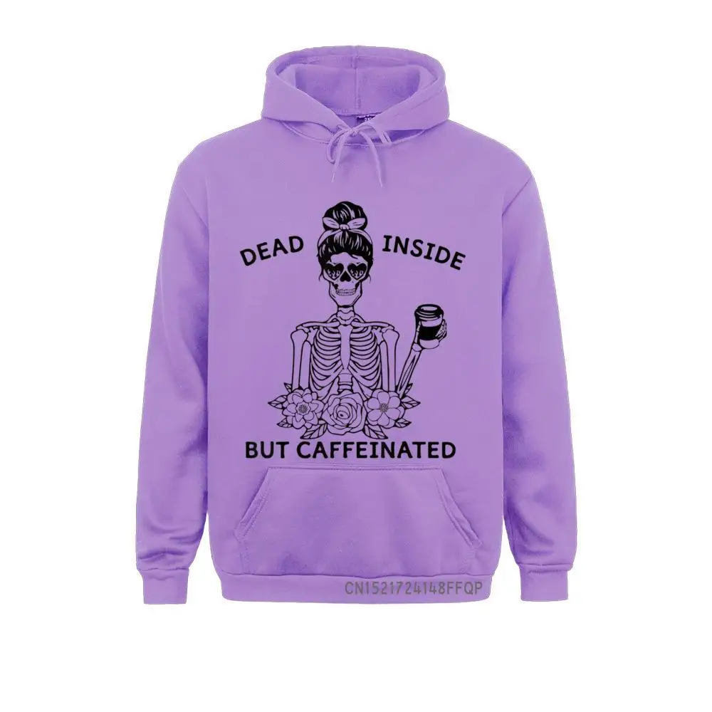 Skull Girls Tee Dead Inside But Caffeinated Classic Pullover Men Hoodies Personalized Sweatshirts Long Sleeve Winter Hoods