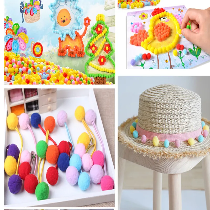 Multi-color Highelastic Pompoms 8-30mm Children\'s Craft Materials DIY Soft Pompoms Wedding Decoration Sewing Cloth Accessories