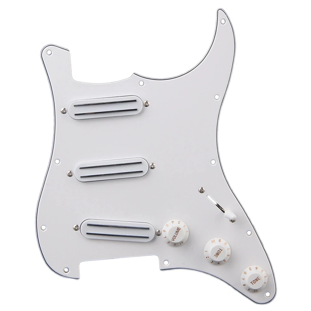 

White Loaded Prewired Pickguard with SSS B500K / A500K Tone Dual Rail Pickups