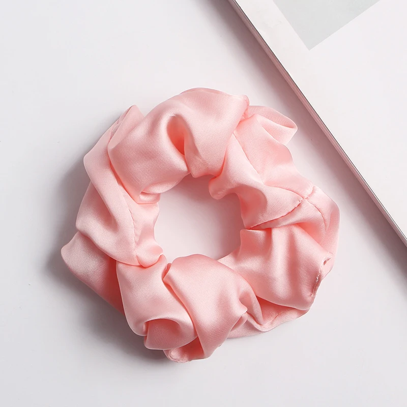 Solid Color Silky Satin Scrunchie Elastic Hair Bands Girls Elegant Fashion Ponytail Holder Hair Rope Headwear Red Pink Black Hot