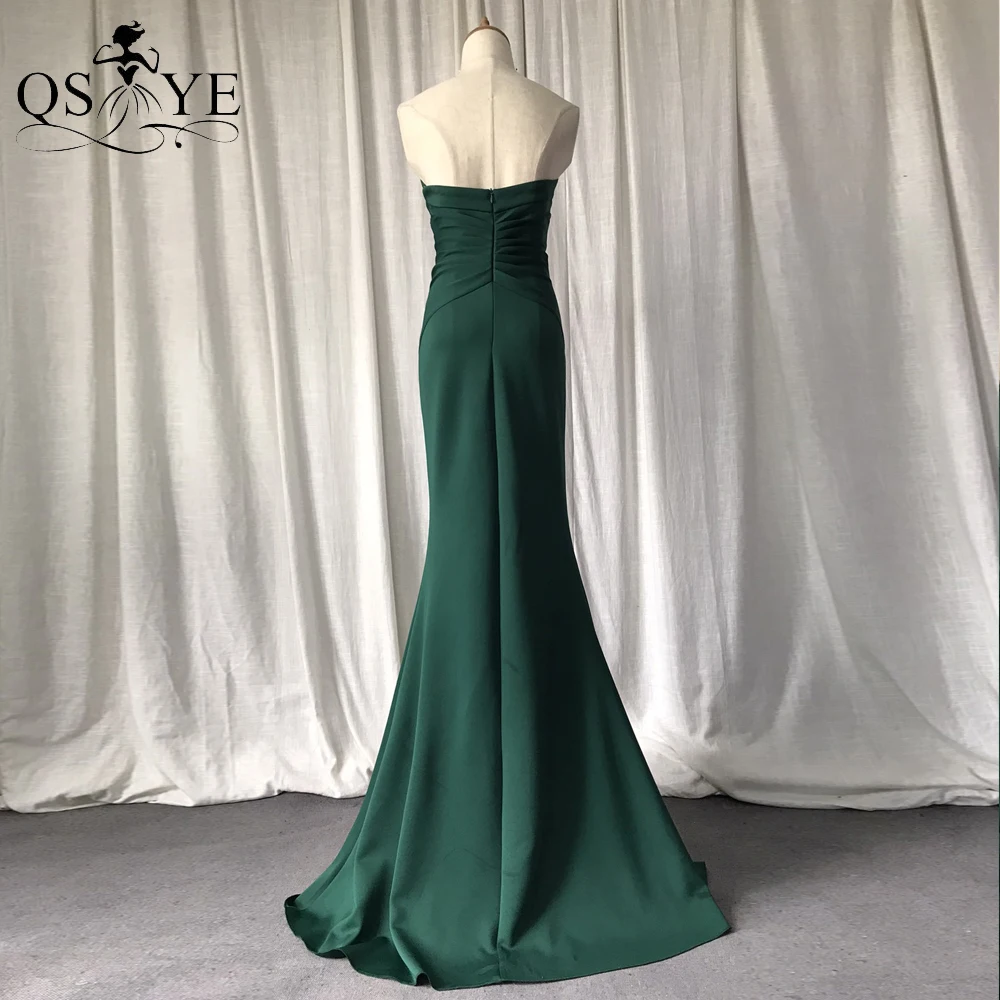 QSYYE Front Split Green Mermaid Long Prom Dress 2021 Stretch Ruched Evening Dress Buttons Formal Gowns Party Sweetheart Vestido