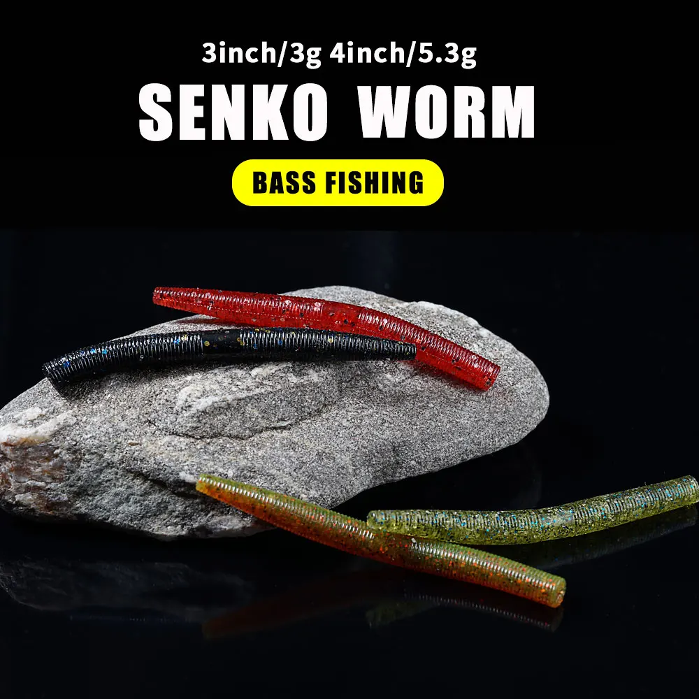 SUNMILE  Soft Fishing Lure 3/4inch Senko Worm Neko Rig  Lures Artificial Bait Silicone Shad Lure For Bass Fishing view 6