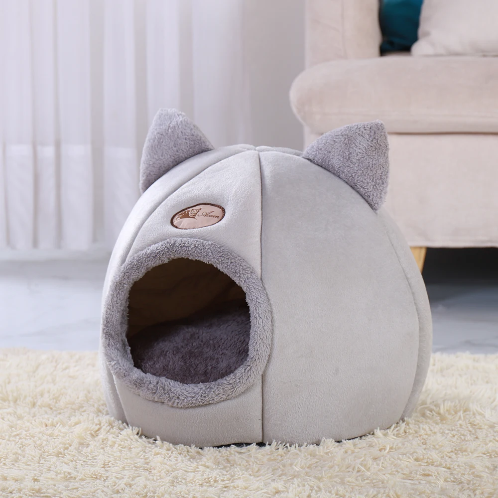 Soft Pet Cat Bed House Warm Pet Bed Cave Tent with Removable Cushion Winter Sleeping Pet Pad Nest Cats Products