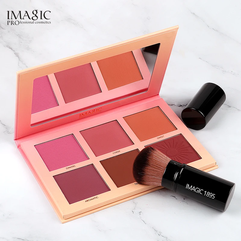 Imagic Blush Palet Make-Up Professionele Wang Blush Parel Oranje Pigment Hoge Kwaliteit Schoonheid Cosmetische Roze Blush 6 Kleuren