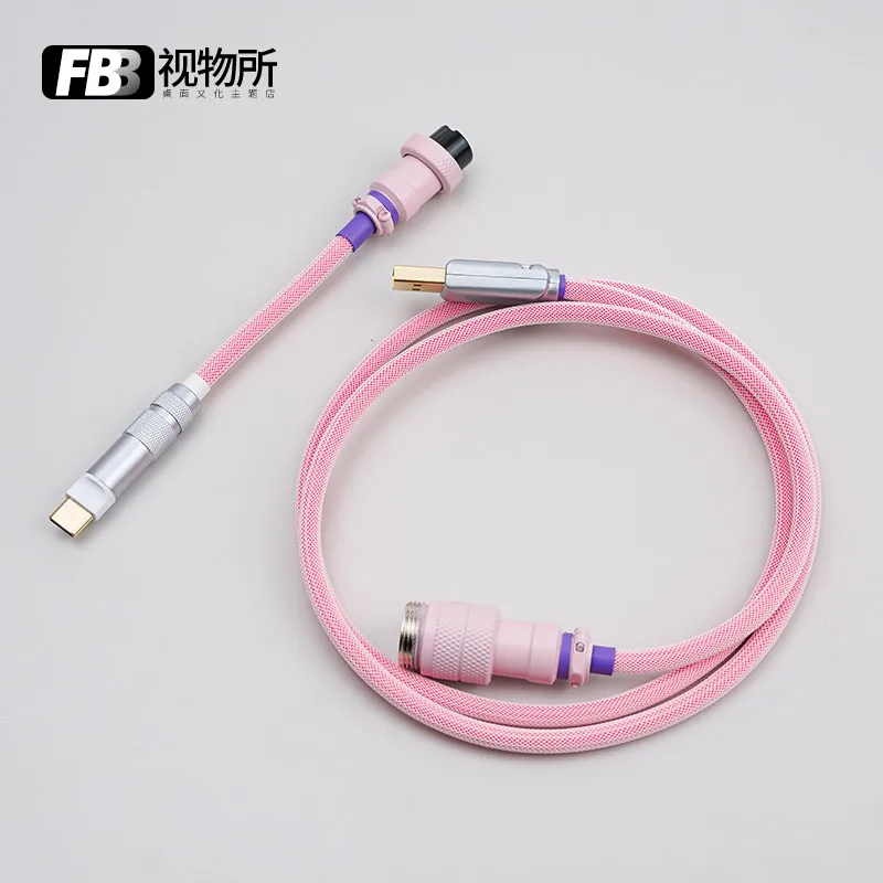 FBB Cables Original Macaron Pink Aviation Plug Separate Customized Data Line Hand-woven Line Keyboard Key Cap Theme Line