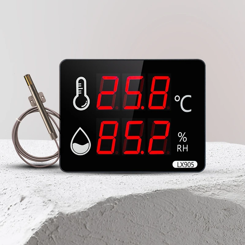 

Room Thermometer LX905 With Probe / Sensor Digital Wall Clock Outdoor Thermometer Large LED Screen Diaplay