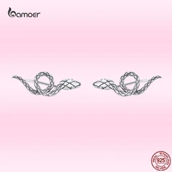 Bamoer New Classic Cute Snake Ear Studs for Women Genuine 925 Sterling Silver Animal Vintage Earrings Fashion Quality Jewelry