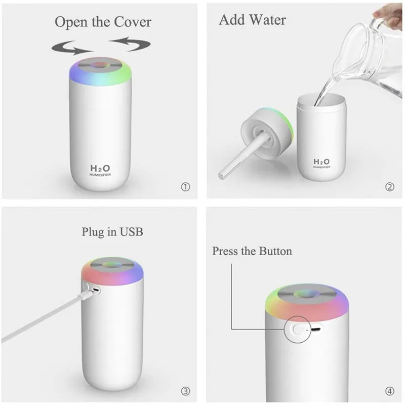 ミニ植物加湿器,350ml,常夜灯付き小型ポータブル植物加湿器,デスク,赤ちゃんの植物用のUSBデスク加湿器,屋内