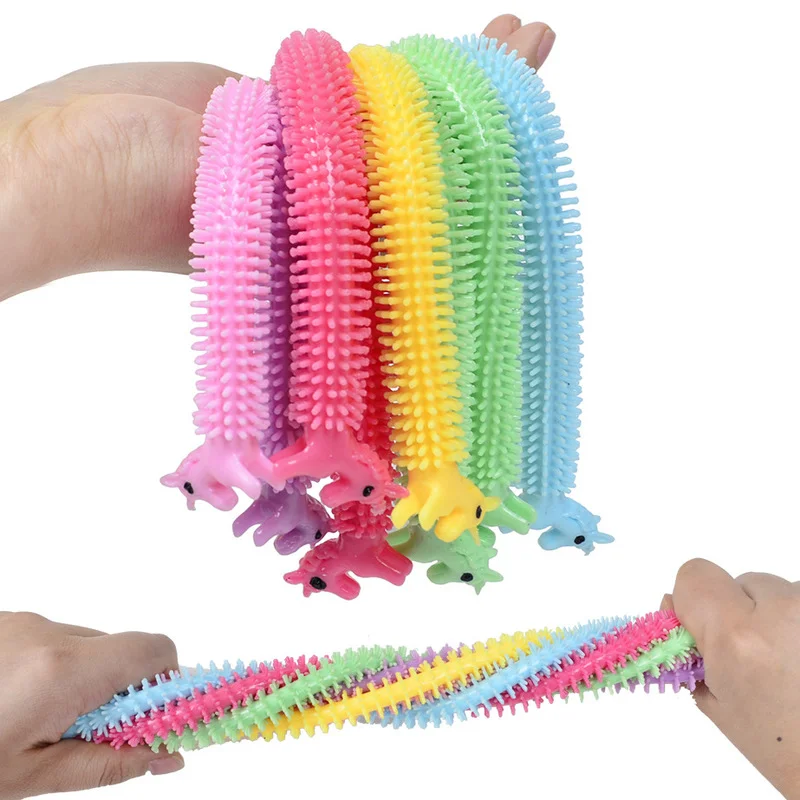 3/6pcs Worm Noodle Stretch String TPR Rope Anti Stress Toys String Fidget Autism Vent Toys Squishy for Children Christmas Gifts