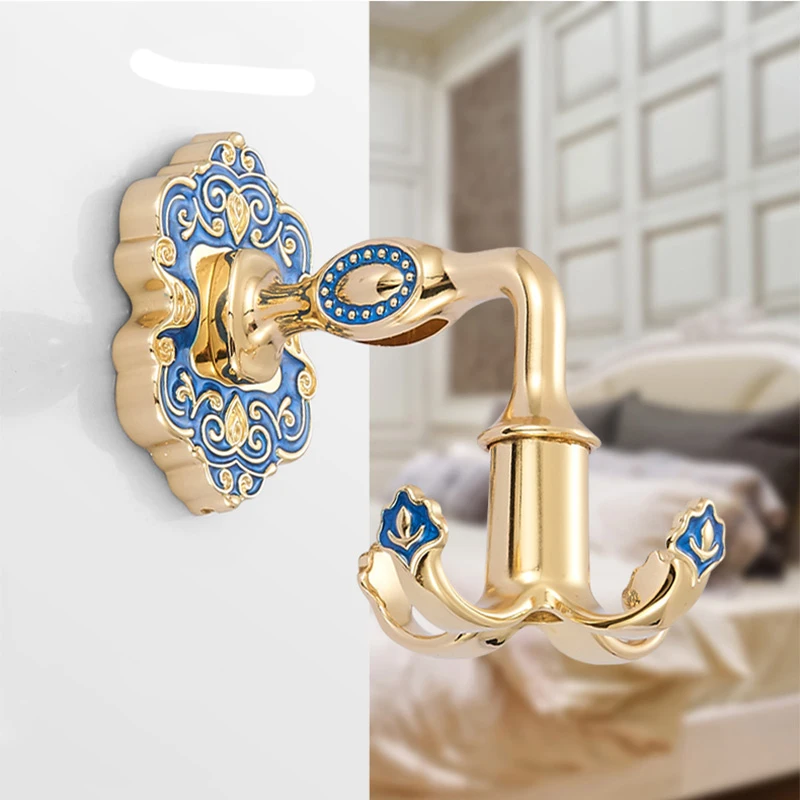 Robe Hooks Gold Zinc Alloy Bathroom Hook for Towels Wall Mounted Decoration Coat Hooks Rack Clothes Hangers Bathroom Accessories