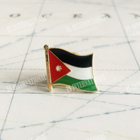 Jordan  National Flag Crystal Epoxy Metal Enamel Badge Brooch  Collection Souvenir Gifts  Lapel Pins Accessories  Size1.6*1.9cm