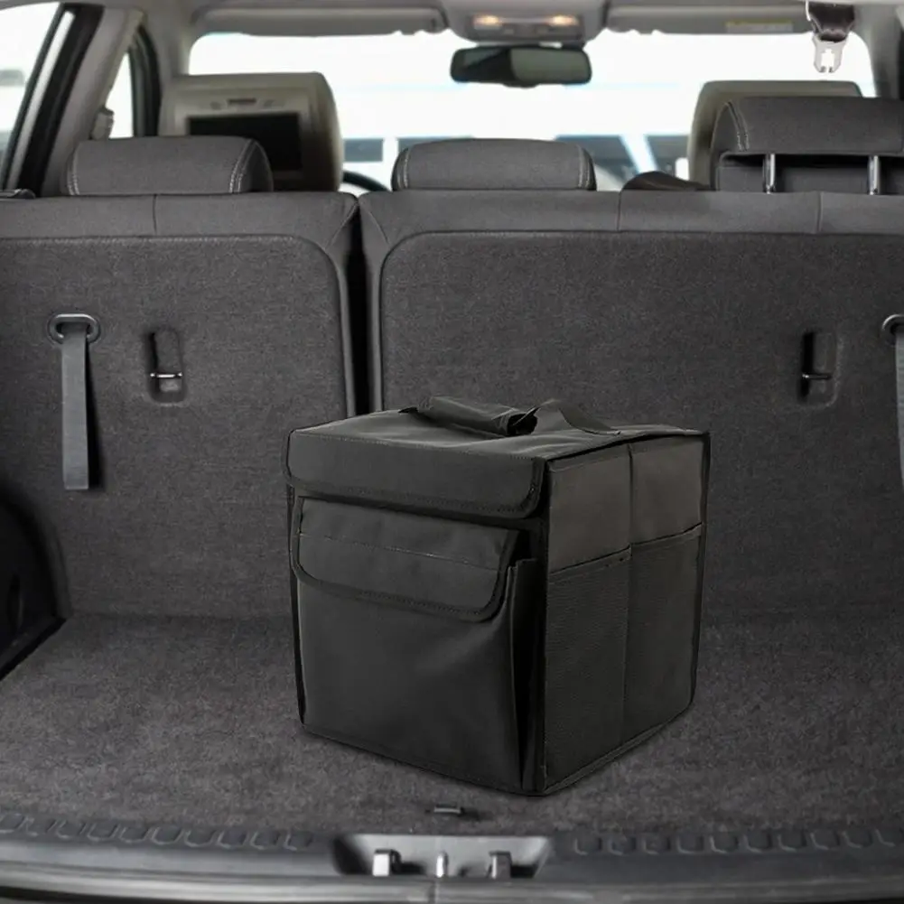 Car Trunk Organizer With Lid Eco-Friendly Multi Compartments Durable Collapsible Cargo Storage Box Container For Auto Truck SUV