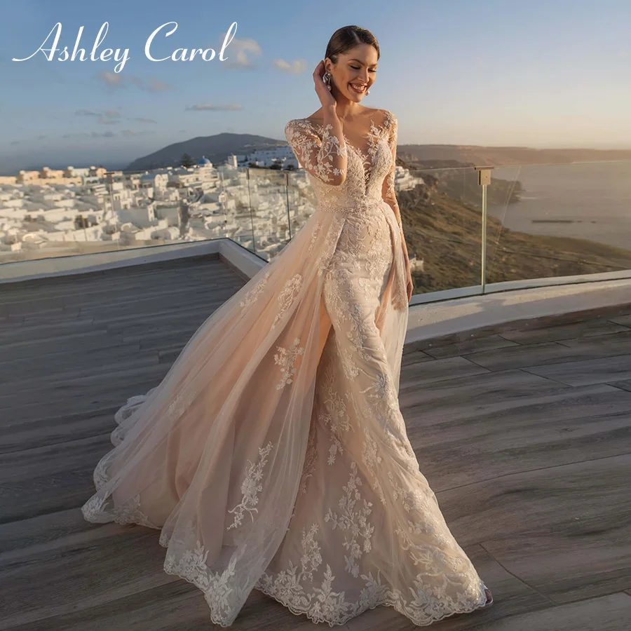 tulle wedding dress mermaid Off the Shoulder Floral Lace Wedding Gown Mermaid Wedding Dress AWD1986