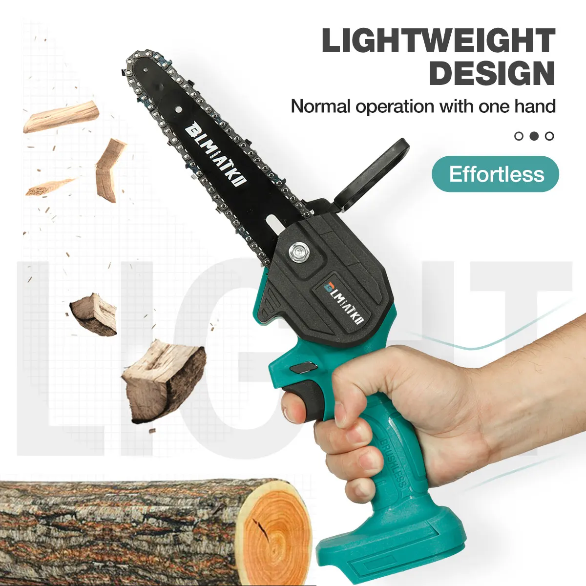 BLMIATKO 6 Inch 2500W 18V Electric Chain Saw for Makita Battery Pruning ChainSaw Cordless Garden Logging Saw Woodworking Cutter