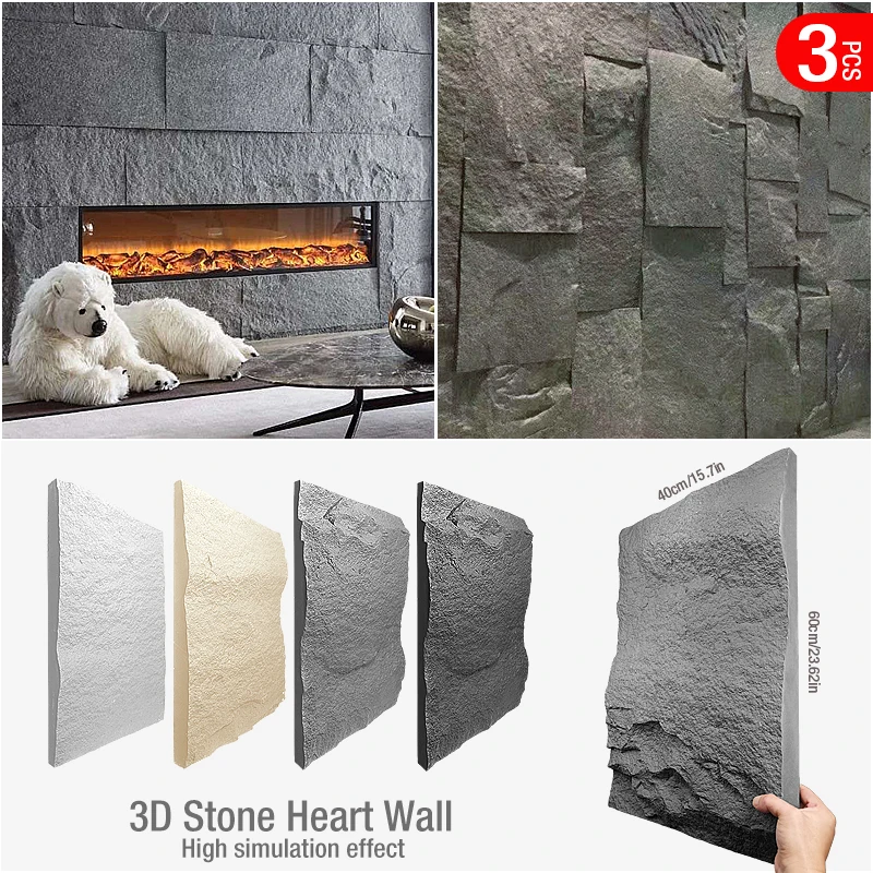 

60x40cm high simulation stone 3D wall stickers stone brick wallpaper wall covering living room rhombus 3D wall panel mold tile