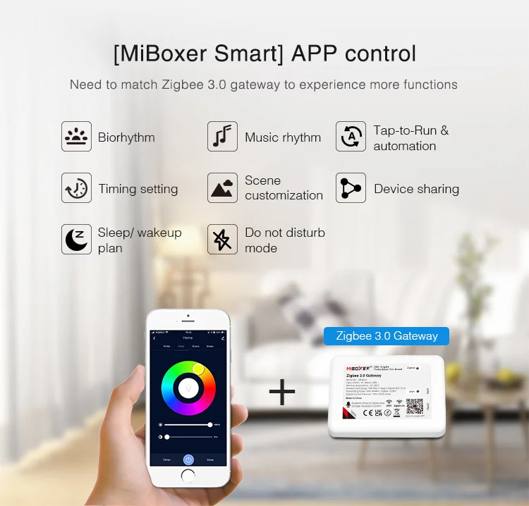 Miboxer Zigbee RGB+CCT LED Bulb Light 4W/6W/12W GU10 E27 Smart Dimmable Spotlight Lamp FUT089Z RF Remote WIFI ZB-Box2 ZB-Box3
