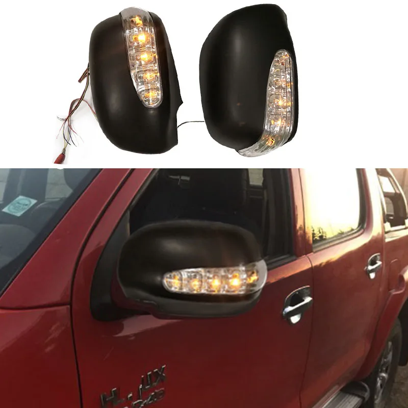 2PCS/SET REAR TURN SIGNAL LIGHTS COVER MIRROR COVERS ABS MATTE BLACK FIT FOR HILUX VIGO 2008-2014 SIDE DOOR LED MIRROR COVER