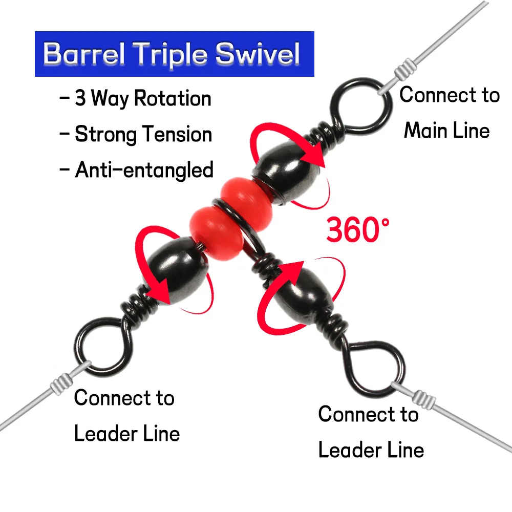 Elllv 20 قطعة برميل الثلاثي قطب الصيد 3 طريقة الحرة الدورية حلقة الصيد هوك إغراء خط موصل المياه المالحة الصيد الملحقات