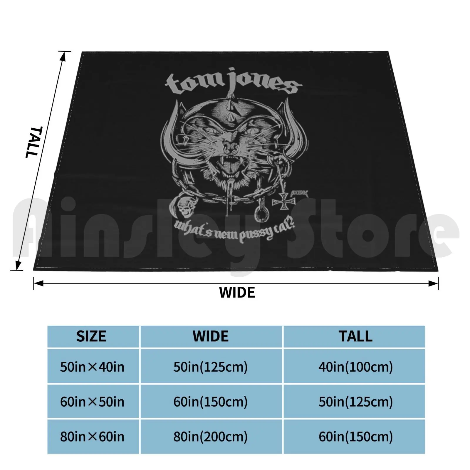 What's New Pussycat ? Blanket Fashion Custom 70s Cat Heavy Metal Lounge Metal Metalcat England Music