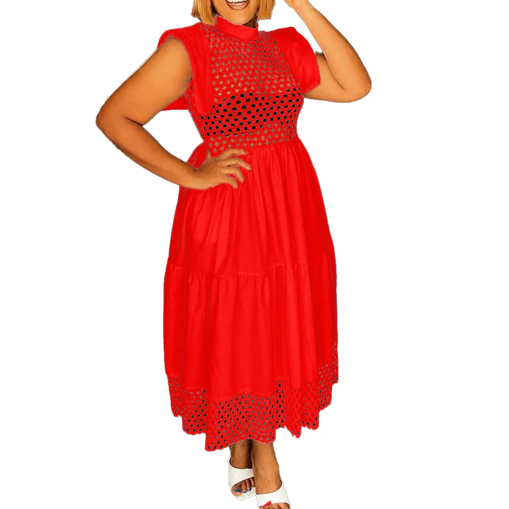 

African Dresses for Women 2021 Summer African Women Sleeveless Solid Color Long Dress African Clothes Women