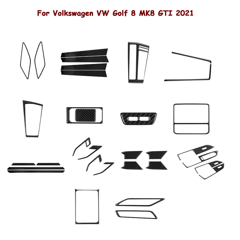 

For Volkswagen VW Golf 8 MK8 GTI 2021 Car Threshold Rising Window Panel Wait Car Accessories Interior Carbon Fiber Stickers
