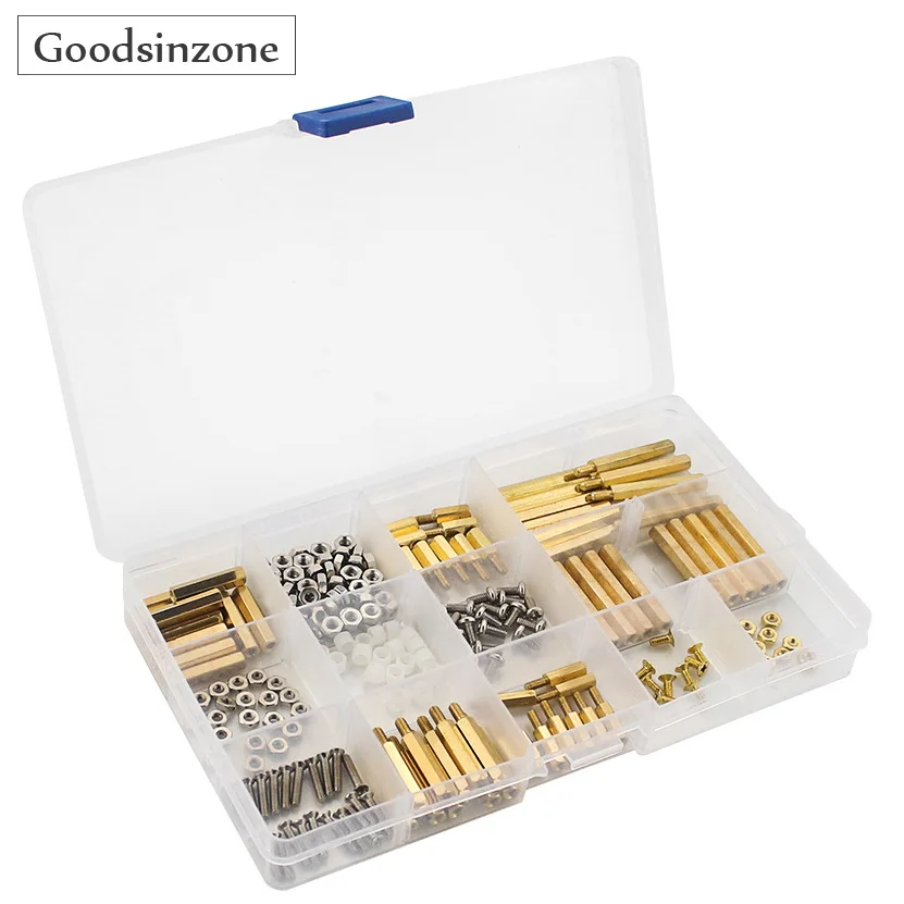 210PCS/Lot Raspberry Pi Installation Tool M3 M2.5 Series Hex Brass Standoff+Screws+Nuts Kit for Arduino Robot DIY with Box