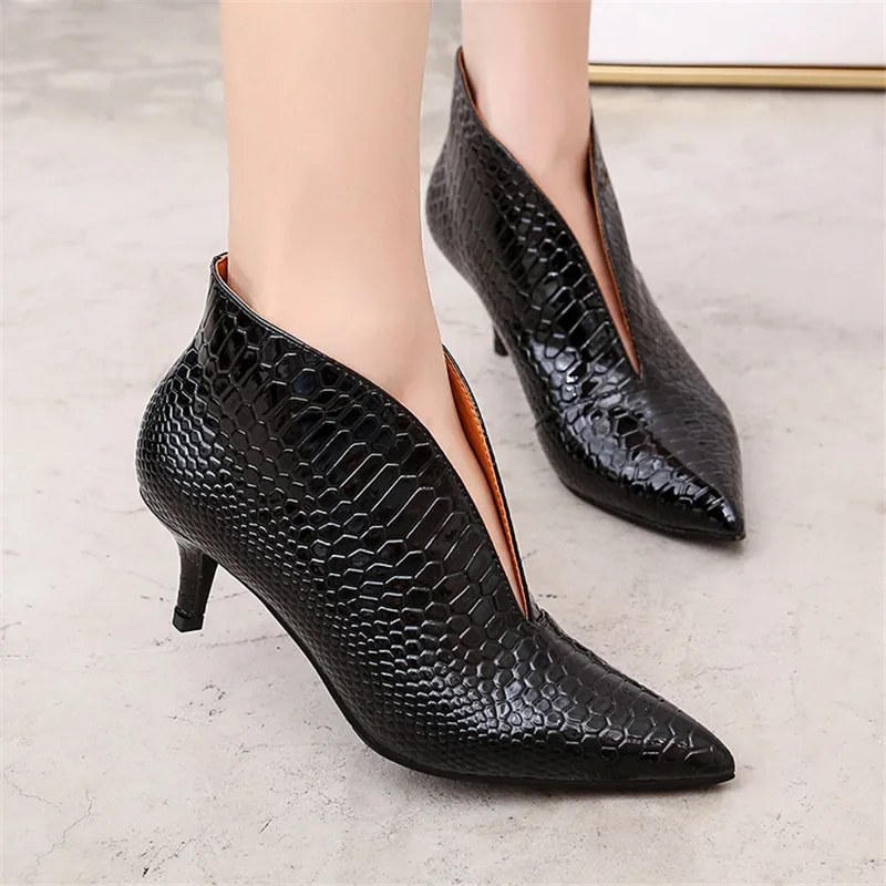 Sexy V-Mouth Pointe Toe Women Pumps Shoes Small Thin High Heels Ladeis Party Stilettos Single Shoes Large Size 33-40 Pumps Women