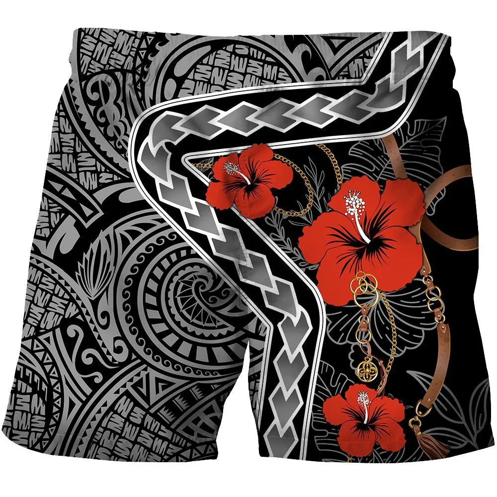 

HX Bohemia Sport Shorts 3D Graphics Amazing Polynesian Tribal Pattern Pants Polyester Casual Sportswear Men Clothing